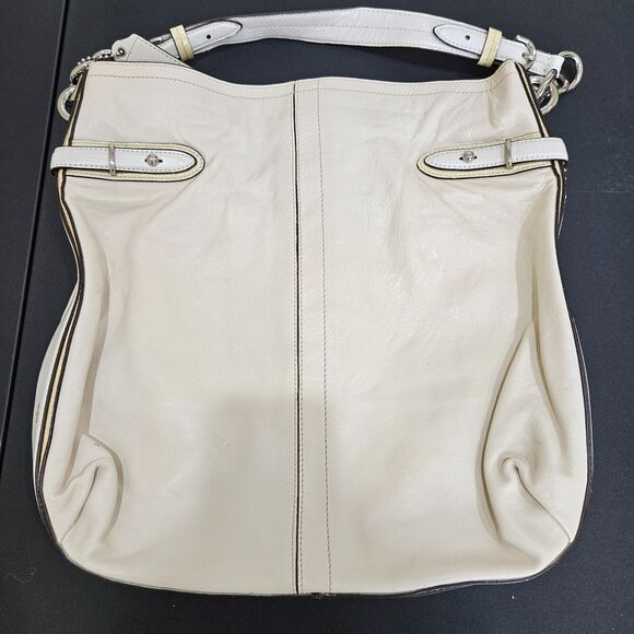 Coach Colette Signature Hobo Bag Leather Cream Shoulder Strap Casual Work Travel - Picture 10 of 16